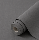 A roll of dark gray textured wallpaper shown partially unrolled on a matching gray background.