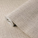 Beige tweed texture wallpaper evokes a textile weave with micro-flecking and linear grain. This matte, finely textured design suits libraries, offices, or living areas, offering a sophisticated, fabric-like backdrop. Requires wallpaper adhesive, perfect for a classic, understated look.