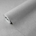 Gray linen texture wallpaper featuring a balanced crosshatch pattern in light-to-mid gray, creating a smooth, fabric-like appearance ideal for contemporary residential spaces.