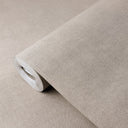 Dark beige linen plaster texture wallpaper blending woven cloth cues with a lightly pebbled plaster finish. Tiny interlaced grain gives the matte surface natural fiber warmth, creating a calm neutral backdrop for living rooms, dining rooms and offices. Adhesive required.