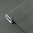 Slate gray linen texture wallpaper featuring a refined, textile-like pattern with subtle depth created by light thread highlights. Ideal for modern living rooms and home offices, this wallpaper offers a neutral, architectonic backdrop. Made with high-quality materials, it is washable and requires adhesive for application.