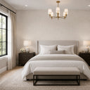 Warm sand-colored wallpaper with a fine texture and gentle depth, adding material richness to restful interiors.