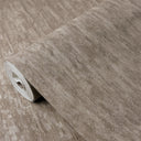 Mid brown vertical shimmer plaster wallpaper with soft bands and suede-like texture, ideal for creating a luminous effect in bedrooms or lounges with subtle vertical structure.