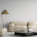 Fine crosshatched linen wallpaper in pearl white, ideal for creating a bright and airy atmosphere in contemporary interiors like bedrooms and living areas.