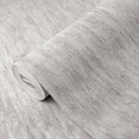 Light gray vertical shimmer plaster texture wallpaper with soft irregular streaks and a whisper of shimmer on a pale gray ground. Smoother low areas alternate with faintly raised velvety ridges, creating hand-finished render depth for feature walls in lounges and bedrooms. Adhesive required.