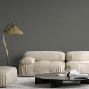 Close-up of slate gray linen texture wallpaper with a smooth, fibrous surface and low sheen. Ideal for home offices or modern interiors, providing a neutral backdrop without strong visual contrast. Made from high-quality materials, it is washable and requires adhesive for installation.