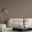 Low-profile taupe linen wallpaper with consistent crosshatching, offering a refined backdrop for dens or hallways.