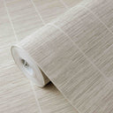 Warm ivory grasscloth texture wallpaper featuring a close-woven effect with linear striations and slub marks, perfect for bedrooms or hospitality spaces seeking subtle natural fiber character. Made of hot embossed vinyl on non-woven backing, it's washable and strippable, offering a matte finish with modest depth. Ideal as an accent wall for interior design enthusiasts.