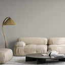 Oyster gray linen wallpaper with intersecting threads and a soft, silvery-neutral tone across the consistent weave. Low-profile texture keeps walls sophisticated and calm. Requires adhesive application.