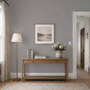 Ash gray linen texture wallpaper displaying a uniform textile ground and slight tactile grain, suitable for creating a soft, structured accent wall.