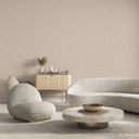 Beige tweed wallpaper with a woven texture and micro-scale flecking offers a classic aesthetic. Perfect for sophisticated spaces like libraries and living rooms, this design requires wallpaper adhesive and provides a subtle, fabric-like ambiance for elegant interiors.
