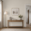 Warm cream linen wallpaper with a cloth-like appearance, enhancing the coziness and tranquility of contemporary living spaces.