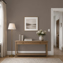 Sophisticated taupe wallpaper with a balanced linen weave, suitable for bedrooms or contemporary living spaces.