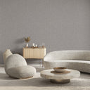 Compact tweed pattern in mid-to-dark gray, offering a matte, nubby texture suitable for libraries or modern spaces with textile-inspired decor.