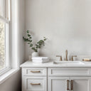 Linen plaster wallpaper in cool white, featuring tiny pebble and weave marks for a textile-like finish. This high-quality removable wallpaper is perfect for creating a gentle, tactile accent wall in studies or refined living spaces. Eco-friendly and easy to apply.
