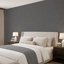 Cool dark gray wallpaper with limewash effect, offering a timeworn surface perfect for loft-style interiors seeking material depth.