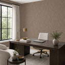 Brown wallpaper with vertical shimmer and medium-scale texture, offering a comforting and contemporary feel for living spaces or accent walls.