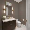 Neutral taupe wallpaper with a subtle visual grain, perfect for creating a calming accent wall in any room.
