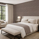 Brown grasscloth texture wallpaper with a medium scale pattern that reads organic yet showcases woven detail. Ideal for creating a tactile, earthy ambiance in study spaces or dining rooms. High-quality material made in the USA.