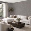 Fine to medium scale raffia pattern in dark charcoal, creating a cool, sophisticated atmosphere in study walls or reception areas with a natural character.