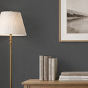 Charcoal gray linen wallpaper with irregular crosshatch, providing a soft-matte finish that complements elegant dining spaces or boutique interiors.