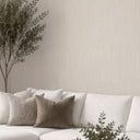 Sandy beige raffia wallpaper featuring a medium-scale weave, ideal for adding texture and warmth to coastal-themed rooms.