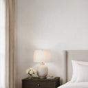 Light beige linen plaster texture wallpaper with a loose crosshatch design, offering a soft, woven appearance. The matte surface and subtle relief create a calming ambiance, ideal for serene commercial interiors or tranquil home settings.