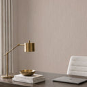 Beige wallpaper with vertical line texture and subtle ribbing offers a matte finish. The gentle vertical rhythm and medium-large scale lengthen walls, ideal for minimalist interiors. Requires adhesive, perfect for decorators seeking architectural elegance in understated spaces.