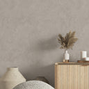 Pearlescent limewash texture wallpaper in beige offers a sophisticated sheen and random variegation. Its combination of smooth and raised areas enhances visual movement, making it suitable for modern interiors. Ideal for decorators seeking a touch of luminosity, this wallpaper requires adhesive and fits well in luxe settings.