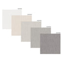 Color chart infographic: 18 swatches of the available wallpaper colors, ranging from light cream and beige through taupe, greige and soft pink to charcoal gray, each labeled with its color code.