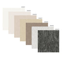 Color chart infographic: 18 swatches of the available wallpaper colors, ranging from light cream and beige through taupe, greige and soft pink to charcoal gray, each labeled with its color code.